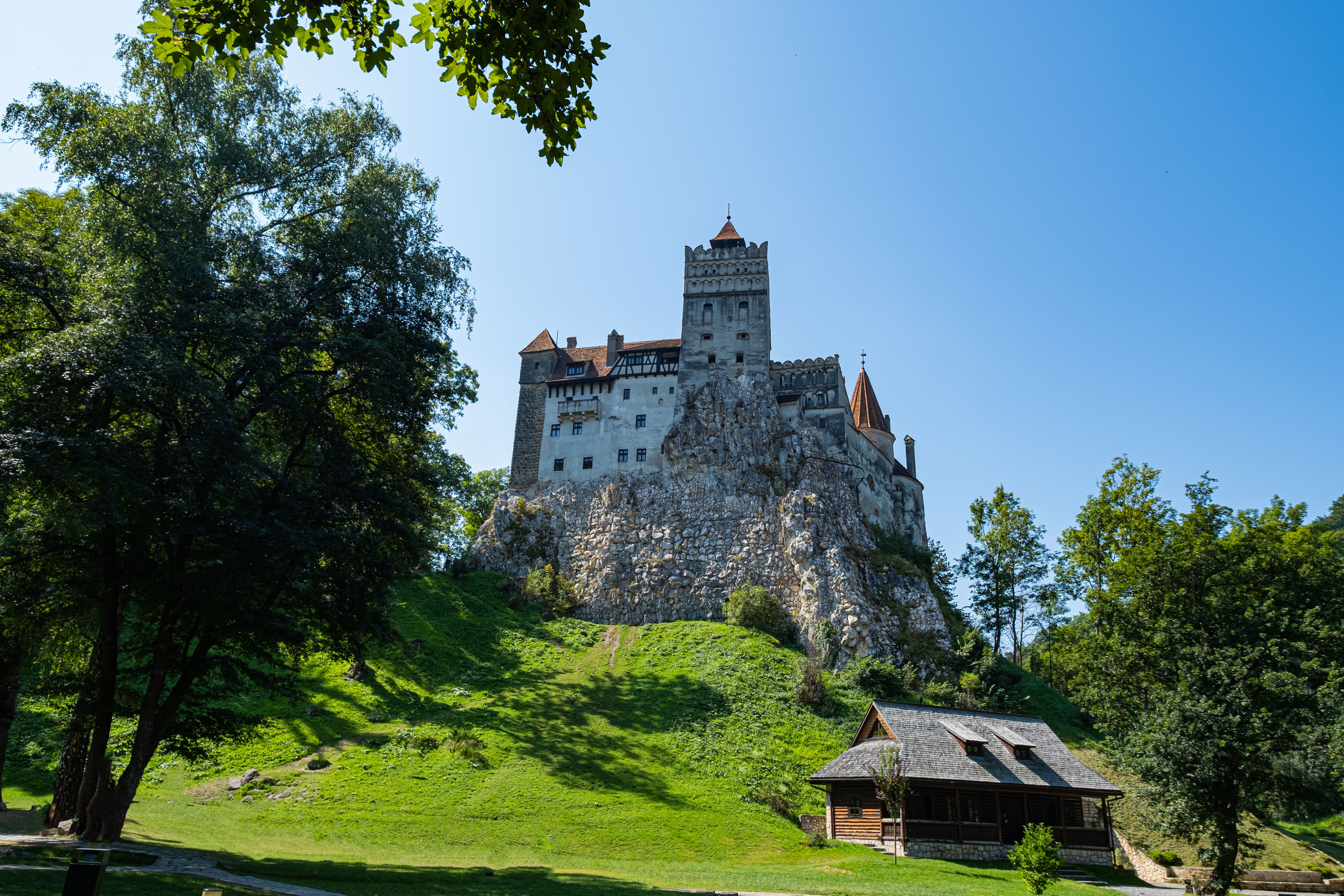 Sunset view of Bran Castle in Transylvania
