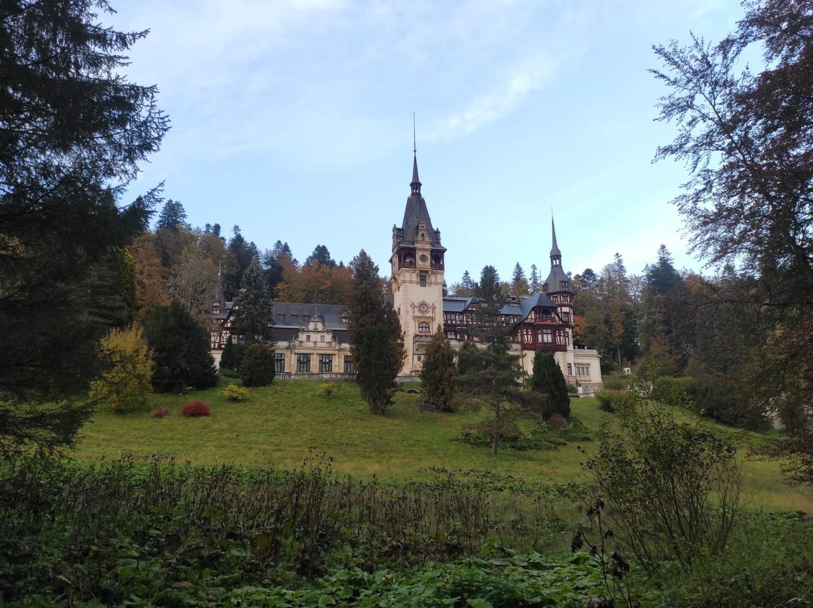 Castello di Peleș incorniciato dai boschi di Sinaia
