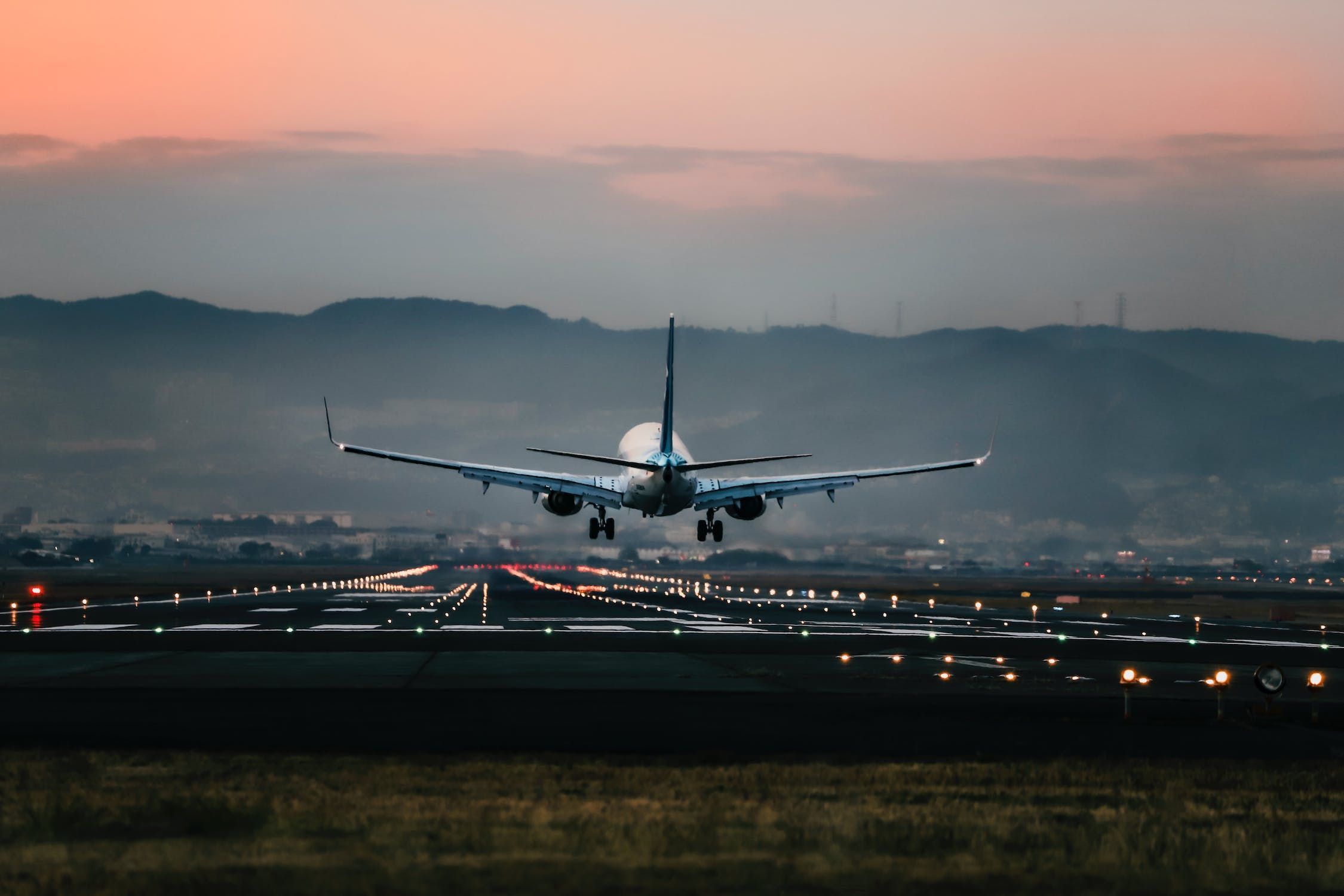 Airplane landing at Brașov Airport