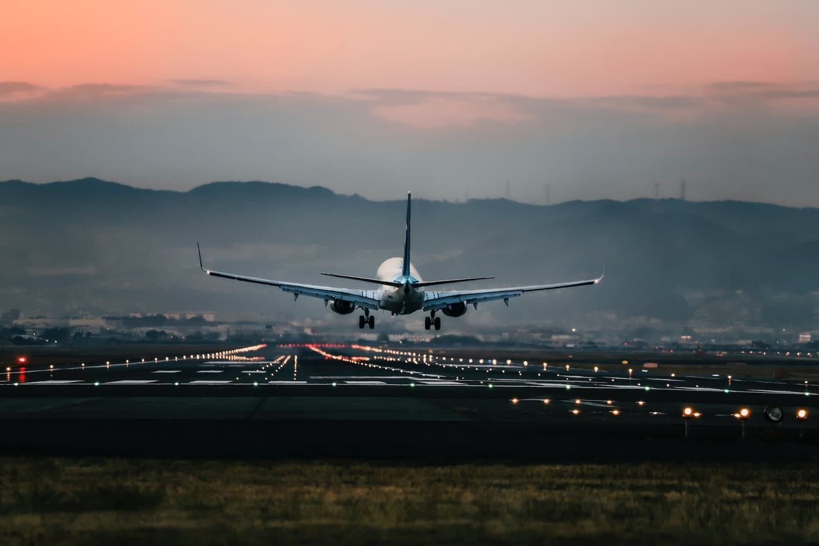 Airplane landing at Brașov Airport