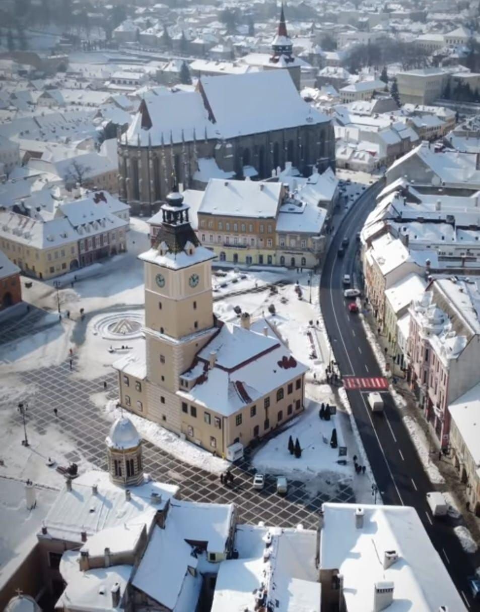 Snowy winter scene in Brasov